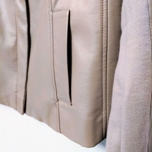 BLANC NOIR Funnel Neck Faux Leather Jacket 2X - Picture 3 of 9